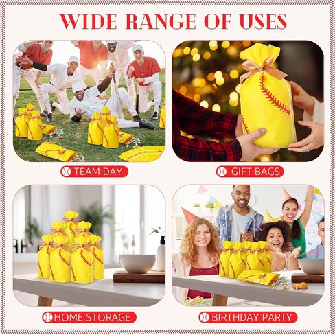 SilTriangle 50 Pcs Softball Party Gift Bags for Team Girls Plastic Softball Snack Bag Goodie Bags with Drawstring for Daughter's Game Party Supplies in Kuwait