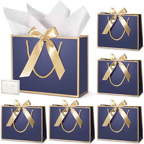 DOYIDE 30 Pcs Thank You Gift Bags with Tissue Paper, 9x7x3.1in Paper Gift Bags with Handles, Gift Wrap Bags with Bow Ribbon for Wedding Birthday Baby Shower Bridesmaid Party in Saudi Arabia