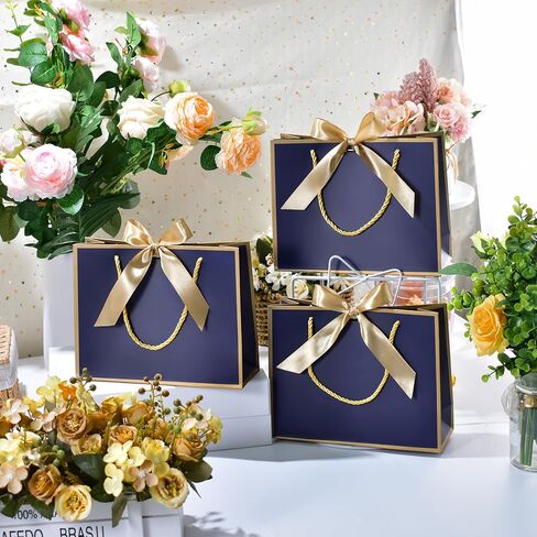 DOYIDE 30 Pcs Thank You Gift Bags with Tissue Paper, 9x7x3.1in Paper Gift Bags with Handles, Gift Wrap Bags with Bow Ribbon for Wedding Birthday Baby Shower Bridesmaid Party in Saudi Arabia
