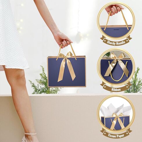 DOYIDE 30 Pcs Thank You Gift Bags with Tissue Paper, 9x7x3.1in Paper Gift Bags with Handles, Gift Wrap Bags with Bow Ribbon for Wedding Birthday Baby Shower Bridesmaid Party in Saudi Arabia