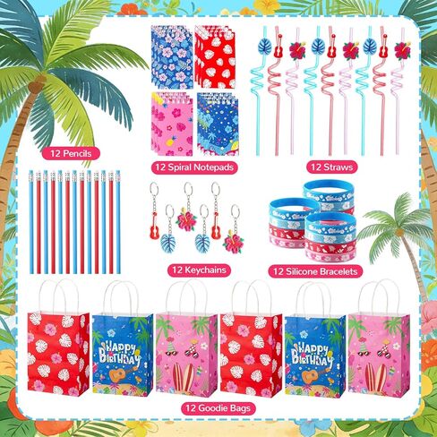 Vanblue 72 Pcs Cartoon Hawaiian Party Favors Set Gift Pink and Blue Tropical Birthday Decorations for Kids Pool Beach,Classroom Rewards Prizes, Goodie Bag Pinata Stuffer in Saudi Arabia