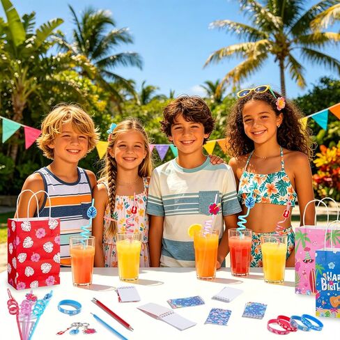 Vanblue 72 Pcs Cartoon Hawaiian Party Favors Set Gift Pink and Blue Tropical Birthday Decorations for Kids Pool Beach,Classroom Rewards Prizes, Goodie Bag Pinata Stuffer in Saudi Arabia