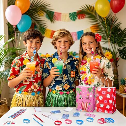 Vanblue 72 Pcs Cartoon Hawaiian Party Favors Set Gift Pink and Blue Tropical Birthday Decorations for Kids Pool Beach,Classroom Rewards Prizes, Goodie Bag Pinata Stuffer in Saudi Arabia