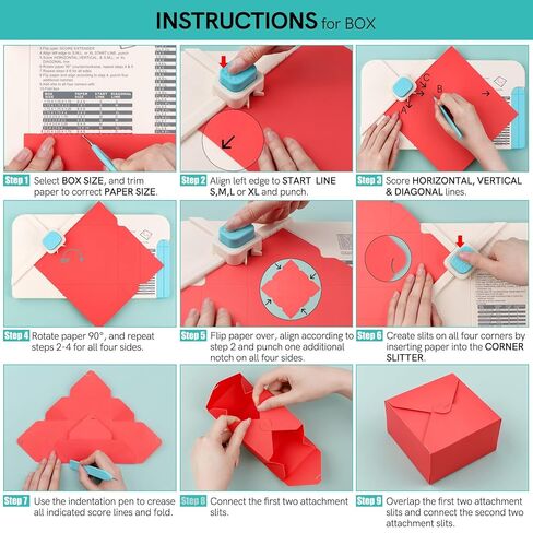 BAOFALI 3-in-1 Punch Board for Envelopes Gift Boxes Bows with Indentation Pen for Creating Custom Envelopes, Bows, and Gift Boxes Birthday Party of Different Sizes. Card Making and DIY Projects in Kuwait