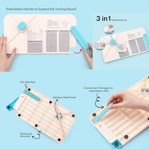 BAOFALI 3-in-1 Punch Board for Envelopes Gift Boxes Bows with Indentation Pen for Creating Custom Envelopes, Bows, and Gift Boxes Birthday Party of Different Sizes. Card Making and DIY Projects in Kuwait