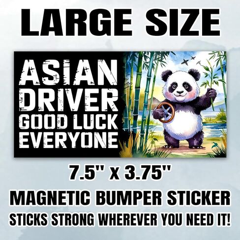 Magnet Asian Driver Good Luck Everyone Car Magnet Decal Cute Panda Funny Please Be Patient Sticker for Refrigerators Cars 7.5x3.75in in Saudi Arabia