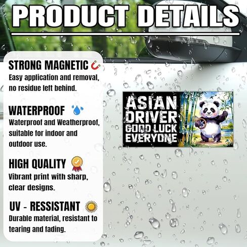 Magnet Asian Driver Good Luck Everyone Car Magnet Decal Cute Panda Funny Please Be Patient Sticker for Refrigerators Cars 7.5x3.75in in Saudi Arabia