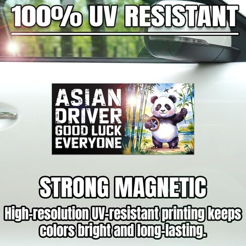 Magnet Asian Driver Good Luck Everyone Car Magnet Decal Cute Panda Funny Please Be Patient Sticker for Refrigerators Cars 7.5x3.75in in Saudi Arabia