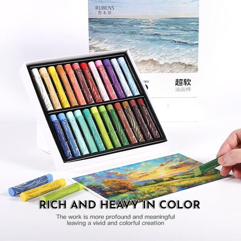rubens Soft Oil Pastels (24 Premium Grays Colors), Creamy Texture Oil Pastels for Drawing & Blending, Dreamy Art Supplies Gift for Adult, Beginners, Artists in Saudi Arabia