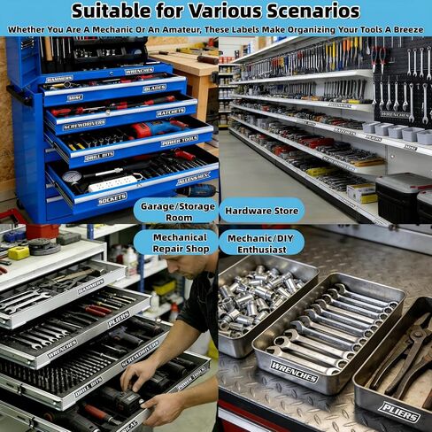 12 Pack Strong Magnetic Toolbox Labels, 3D Printed Reusable Magnetic Tags, Metal Compatible Tool Box Organizer Accessories for Garage Drawer Cabinet Storage in Saudi Arabia