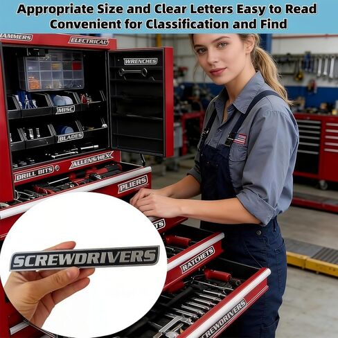 12 Pack Strong Magnetic Toolbox Labels, 3D Printed Reusable Magnetic Tags, Metal Compatible Tool Box Organizer Accessories for Garage Drawer Cabinet Storage in Saudi Arabia