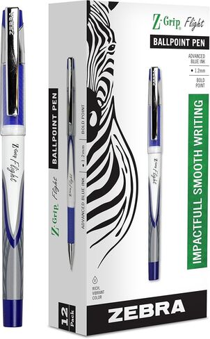 Zebra Pen Z-Grip Flight Stick Ballpoint Pen, Bold Point, 1.2mm, Black Ink, 12-Count in Kuwait