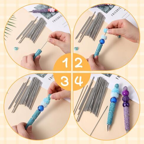 50 Pcs Pen Extenders for Beadable Pens, 4.61 Inch Stainless Steel Beaded Pen Replacement Rods, Rust-Resistant DIY Writing Tool Accessories, Silver (0.2cm Diameter) in Saudi Arabia