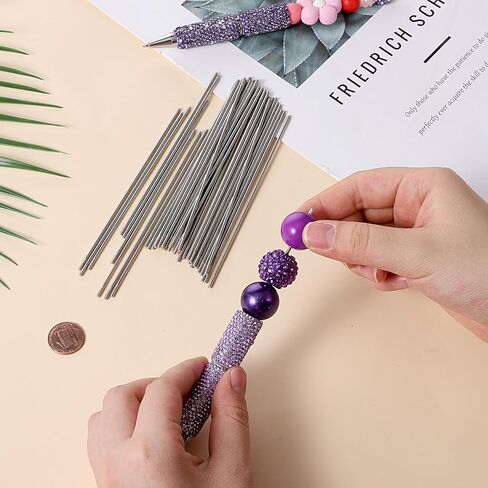 50 Pcs Pen Extenders for Beadable Pens, 4.61 Inch Stainless Steel Beaded Pen Replacement Rods, Rust-Resistant DIY Writing Tool Accessories, Silver (0.2cm Diameter) in Saudi Arabia