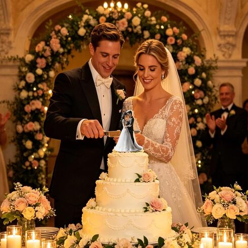 Wedding Bride and Groom Cake Topper, 2D Vintage Acrylic Wedding Cake Topper Couple Figurine Wedding Cake Decorations for Engagement Marriage Anniversary in Saudi Arabia