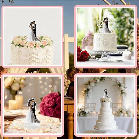 Wedding Bride and Groom Cake Topper, 2D Vintage Acrylic Wedding Cake Topper Couple Figurine Wedding Cake Decorations for Engagement Marriage Anniversary in Saudi Arabia