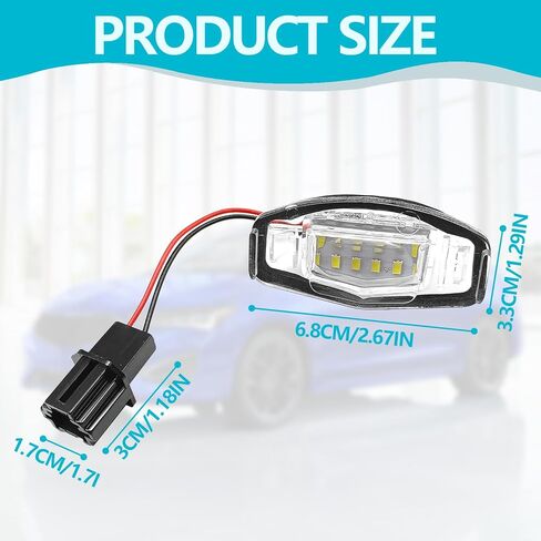 مصابيح LED الخلفية، مجموعة مصابيح لوحة الترخيص المتوافقة مع Civic Accord Sedan Odyssey Pilot MDX TSX TL ILX RDX RL، مدعومة بـ 18-SMD 6000K (قطعتان باللون الأبيض) in Kuwait
