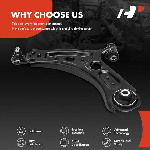 ذراع التحكم السفلي الأيسر الأمامي A-Premium، مع وصلة كروية وبطانة، متوافق مع Jeep Renegade 2015-2023 وFiat 500X 2016-2023 in Kuwait