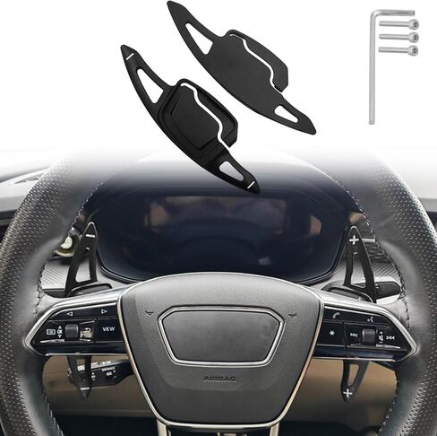 for Audi A6/A7/A8/e-tron 2019-2025, A4/A5/S4/S5 2020-2024, A3/S3 2022-2025, Q8 e-tron 2024 Aluminium Steering Wheel Shift Paddle Extension(Black) in Saudi Arabia