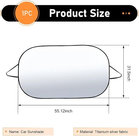 Car Front Windshield Sun Shade, Reflective Sun Blocking Shield, Heat Insulation Sunshade with Anti-theft Flaps, Outdoor Foldable Cover for Most Cars SUVs Trucks (Silver) in Saudi Arabia