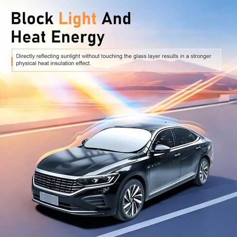 Car Front Windshield Sun Shade, Reflective Sun Blocking Shield, Heat Insulation Sunshade with Anti-theft Flaps, Outdoor Foldable Cover for Most Cars SUVs Trucks (Silver) in Saudi Arabia