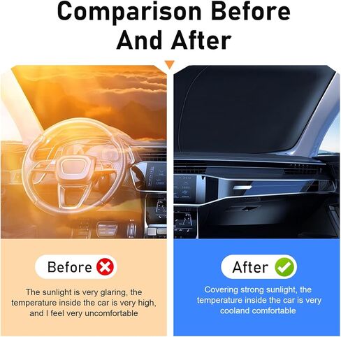 Car Front Windshield Sun Shade, Reflective Sun Blocking Shield, Heat Insulation Sunshade with Anti-theft Flaps, Outdoor Foldable Cover for Most Cars SUVs Trucks (Silver) in Saudi Arabia