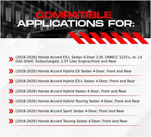 مجموعة الفرامل الأمامية والخلفية R1 Concepts تناسب 2018-2020 Honda Accord؛ هوندا أكورد 2023-2025| وسادات Oep مثالية، دوارات مشقوقة محفورة| الأجهزة| 12.5 بوصة في الأمام و11.1 بوصة في الخلف in Kuwait