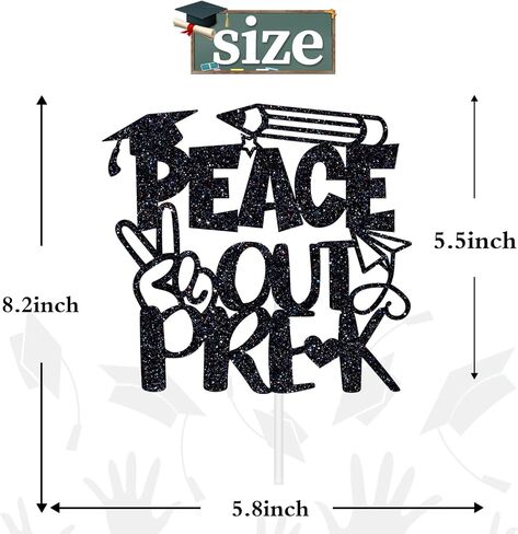 Peace out Pre-k Cake Topper, Preschool Graduation Cake Decor, You Did It, Kindergarten Graduation Party Decorations Supplies Gold Glitter in Saudi Arabia