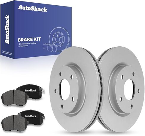 دوارات فرامل أمامية ومنصات سيراميك من AutoShack لنيسان، سنترا 2017-2019 جوك 2011-2017، AWD FWD L4 1.6L - مطلية بالزنك الفضي محفورة ومشقوقة - SilverShield Pro - 11.64 بوصة (295.7 ملم)، 5 عروات in Kuwait