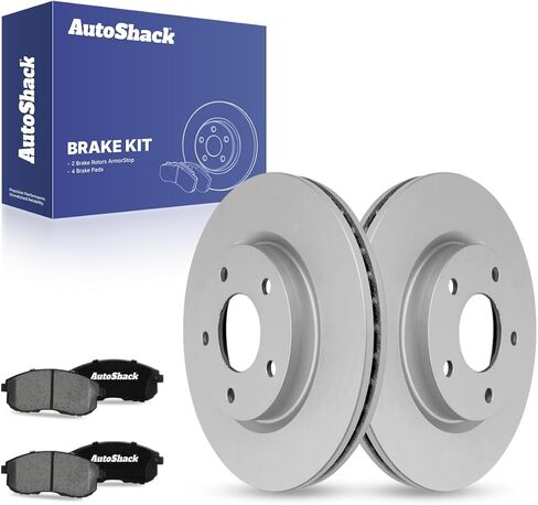دوارات فرامل أمامية ومنصات سيراميك من AutoShack لنيسان، سنترا 2017-2019 جوك 2011-2017، AWD FWD L4 1.6L - مطلية بالزنك الفضي محفورة ومشقوقة - SilverShield Pro - 11.64 بوصة (295.7 ملم)، 5 عروات in Kuwait
