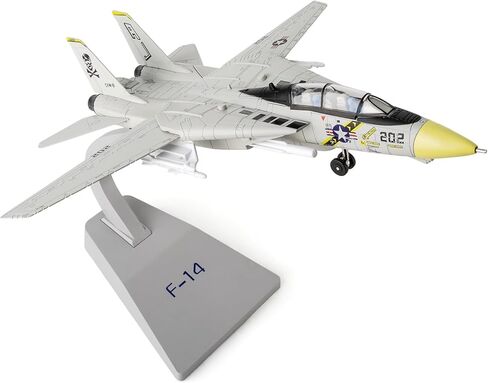 TGRCM-CZ 1:72 Scale F-14 Tomcat Fighter Metal Model — A Military Aircraft Collectible with Sound, Light, and Pull Back Function, Featuring Launchable Missiles, Suitable for Collectors and Kids White in Saudi Arabia