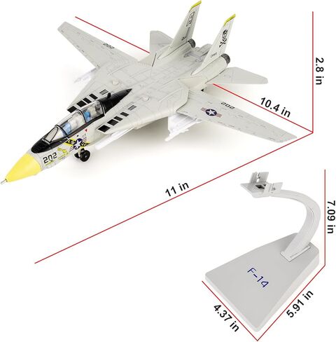 TGRCM-CZ 1:72 Scale F-14 Tomcat Fighter Metal Model — A Military Aircraft Collectible with Sound, Light, and Pull Back Function, Featuring Launchable Missiles, Suitable for Collectors and Kids White in Saudi Arabia