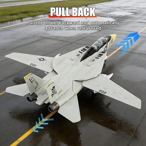 TGRCM-CZ 1:72 Scale F-14 Tomcat Fighter Metal Model — A Military Aircraft Collectible with Sound, Light, and Pull Back Function, Featuring Launchable Missiles, Suitable for Collectors and Kids White in Saudi Arabia