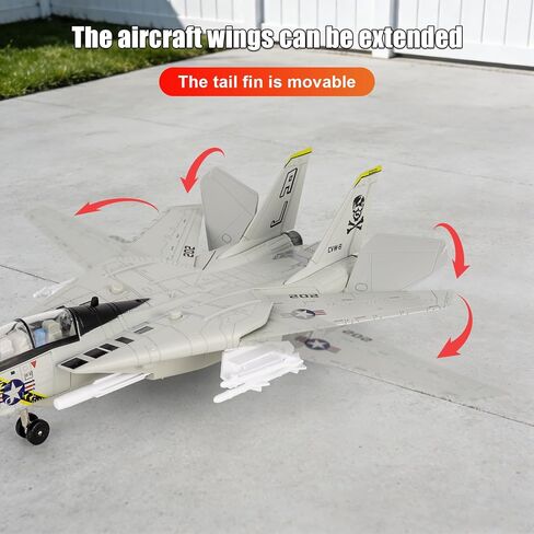 TGRCM-CZ 1:72 Scale F-14 Tomcat Fighter Metal Model — A Military Aircraft Collectible with Sound, Light, and Pull Back Function, Featuring Launchable Missiles, Suitable for Collectors and Kids White in Saudi Arabia