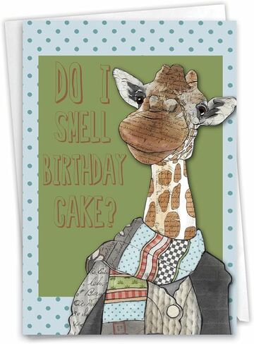 NobleWorks Funny Llma Birthday Greeting Card with 5 x 7 Inch Envelope (1 Card) Bday Kisses Llama Lipstick C11057BDG in Kuwait