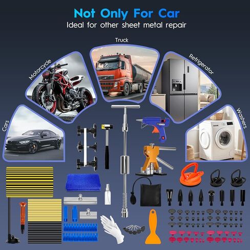 Car Dent Puller Kit, 120 PCS Paintless Car Dent Repair Kit with Lifter, Slide Hammer & Suction Cup, Dent Puller Kit Auto Body Dent Remove Tool for Auto Body Dents, Hail Damage, Door Dings in Saudi Arabia