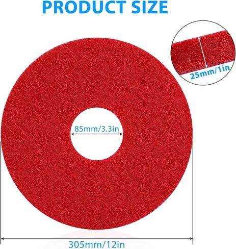 Polish Orbiter Pad 437.055 Compatible with Oreck ORB550MC Floor Machine, 12" Floor Buffer Pads for Hardwood Tile Vinyl and Sealed Concrete Surfaces Cleaning and Polishing - 2 pack, Red in Saudi Arabia