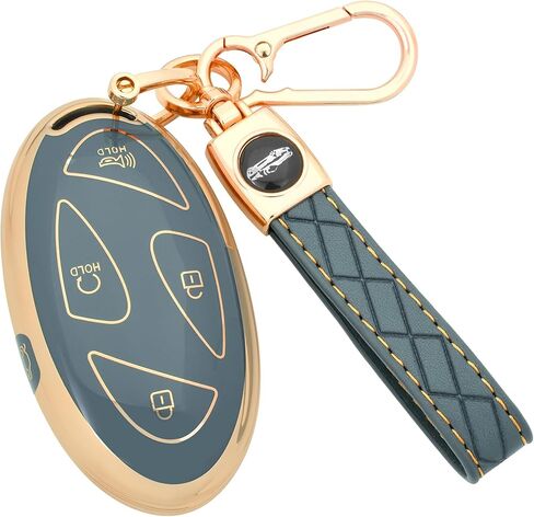 Premium TPU Key Fob Cover w/Keychain, Compatible with Hyundai 2022‑2026 Santa Fe Sonata Tucson Elantra 4/5Button in Saudi Arabia
