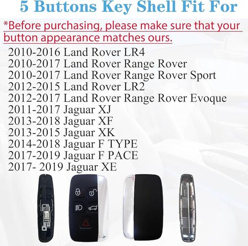 Replacement Key Fob Case Cover Fits for Land Rover Range Rover Sport Evoque LR2 LR4 Jaguar XJ XF XK F-Type F-PACE XE 2012 2013 2014 2015 2016 2017 2018 Entry Keyless Remote Control 5 Button in Saudi Arabia