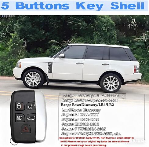 Replacement Key Fob Case Cover Fits for Land Rover Range Rover Sport Evoque LR2 LR4 Jaguar XJ XF XK F-Type F-PACE XE 2012 2013 2014 2015 2016 2017 2018 Entry Keyless Remote Control 5 Button in Saudi Arabia