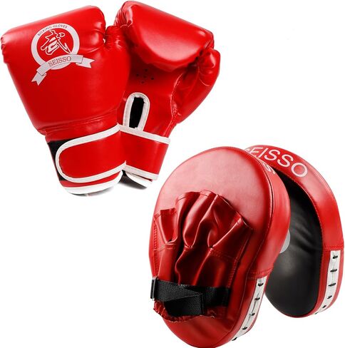2-in-1 Kickboxing Gloves and Punching Mitts Set for Kids, Sports Boxing Gloves Boxing Pads, Kids Boxing Equipment Set for MMA, Karate, Muay Thai, Taekwondo Boxing Kit for Adults Children in Saudi Arabia