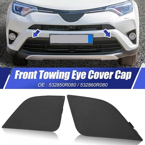 X AUTOHAUX Pair Front Left Right Bumper Tow Hook Towing Eye Cover Cap Replacement for Toyota RAV4 2016-2018 532850R080 532860R080 in Kuwait