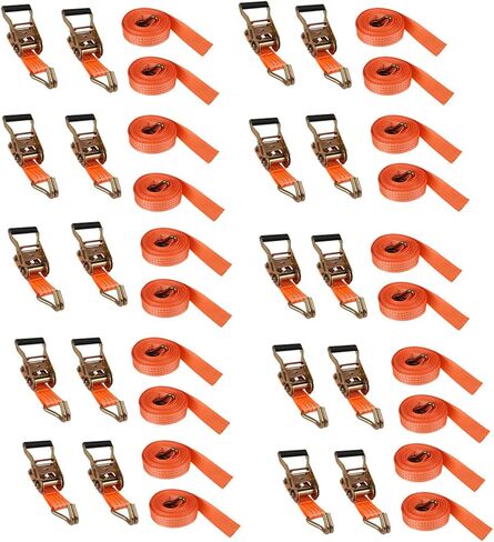 kimllier 20 Pack Ratchet Straps 1.5 Inches x 15 Feet 4000Lbs J Hook Heavy Duty Tie Downs in Kuwait