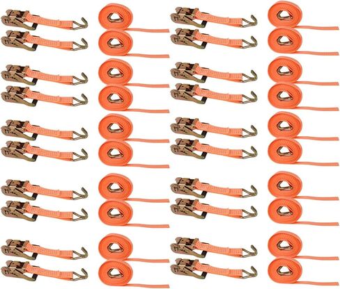 kimllier 20 Pack Ratchet Straps 1.5 Inches x 15 Feet 4000Lbs J Hook Heavy Duty Tie Downs in Kuwait