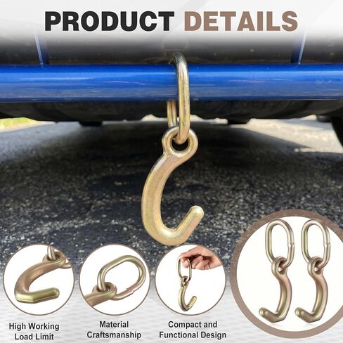 4 Pcs 5/16" G70 Forged Mini J Hook Towing with Link, 11000 Lbs Breaking Strength, Tow Mini J Hook, Heavy Duty for Car Hauling, Wrecker Hauler, Hauler Trailer in Saudi Arabia