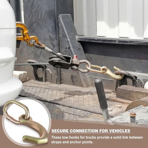 4 Pcs 5/16" G70 Forged Mini J Hook Towing with Link, 11000 Lbs Breaking Strength, Tow Mini J Hook, Heavy Duty for Car Hauling, Wrecker Hauler, Hauler Trailer in Saudi Arabia