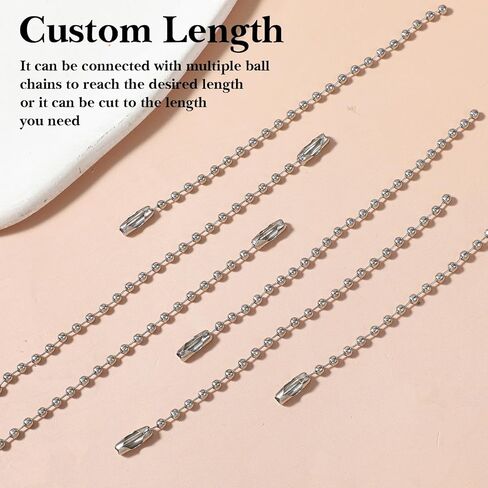 Hecila 200PCS Ball Bead Chain 3.9in Long Ball Chains Keychain Metal Tag Chain with Clasp Beaded Connector Chains Silver Balls Bead Keychains Bulks for Jewelry Making Keys Rings Crafts DIY in Kuwait