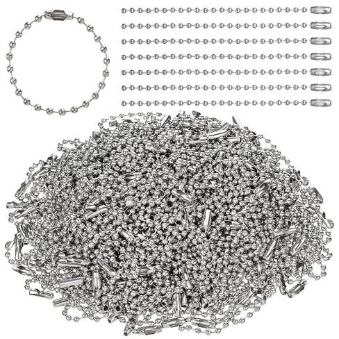 Hecila 200PCS Ball Bead Chain 3.9in Long Ball Chains Keychain Metal Tag Chain with Clasp Beaded Connector Chains Silver Balls Bead Keychains Bulks for Jewelry Making Keys Rings Crafts DIY in Kuwait