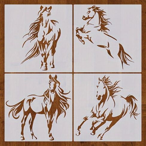 Horse Stencil 4pcs Reusable Plastic Templates 6in Craft Paint Template Crafts Paint Stencils for Wood Wall Fabric Rock Signage in Saudi Arabia