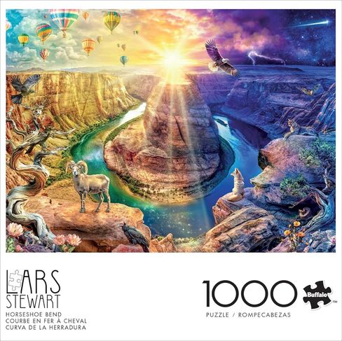 Buffalo Games Lars Stewart Horseshoe Bend Night & Day Series 1000 Piece Jigsaw Puzzle - Multicolor, 26.75 x 19.75 in, Ages 14+ - Bonus Poster - High Resolution Artwork - Puzzles for Adults 1000 Pieces in Kuwait